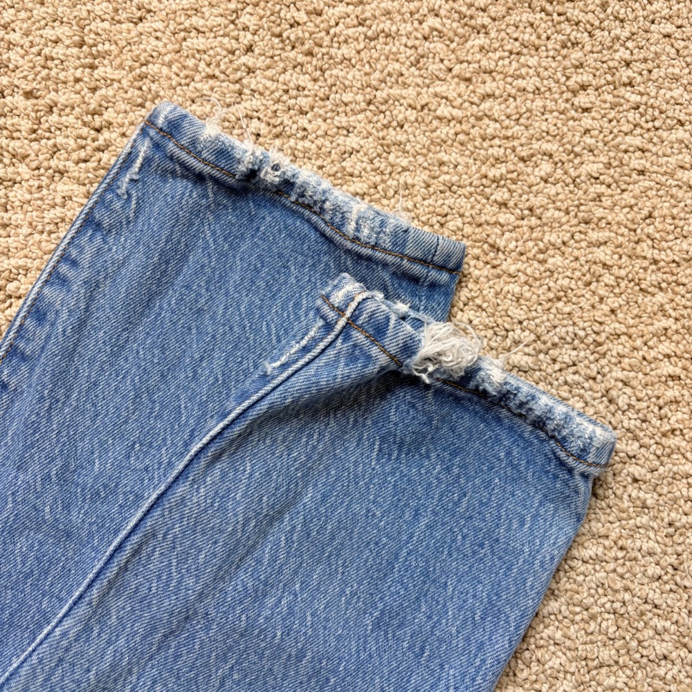 Levis 501 Original Fit High Rise Straight Leg Blue Distressed Jeans - Picture 4 of 11